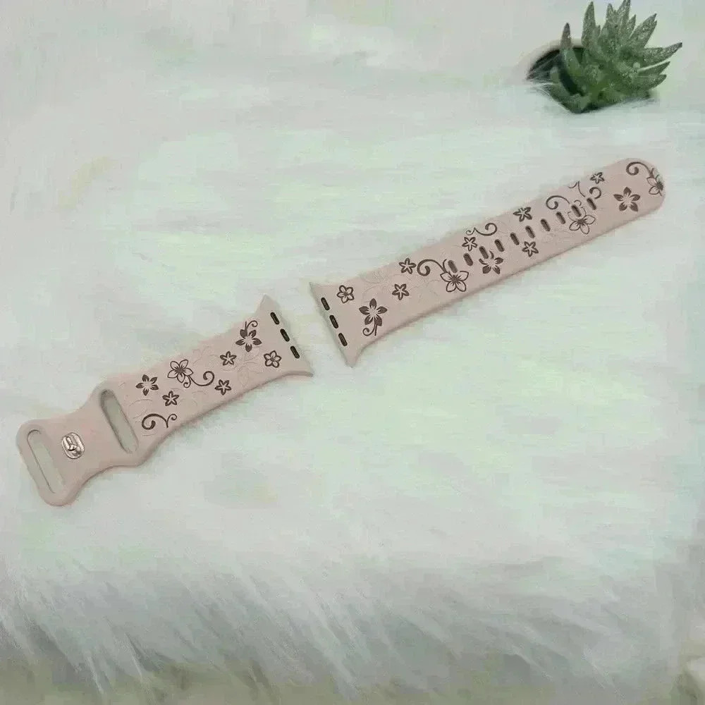 New Floral  Design Apple Watch Bands  42mm 44mm 45mm 49mm Pink Brown